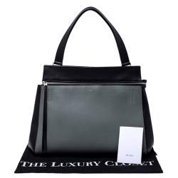 Pre Owned Celine Black/Grey Leather Medium Edge Top Handle Bag