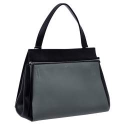 Pre Owned Celine Black/Grey Leather Medium Edge Top Handle Bag