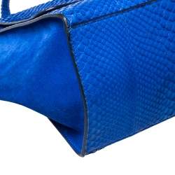Celine Blue Python and Suede Medium Trapeze Top Handle Bag