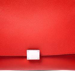 Pre Owned Celine Orange Leather and Suede Medium Trapeze Bag