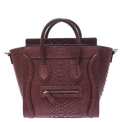 Celine Dark Burgundy Python Nano Luggage Tote Celine TLC