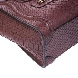 Pre Owned حقيبة سيلين نانو لاغيدج جلد ثعبان عنابي داكنة