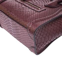 Pre Owned حقيبة سيلين نانو لاغيدج جلد ثعبان عنابي داكنة