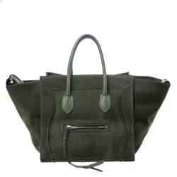 Pre Owned Celine Green Suede Medium Phantom Luggage Tote