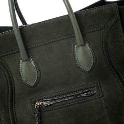 Pre Owned Celine Green Suede Medium Phantom Luggage Tote