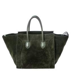 Pre Owned Celine Green Suede Medium Phantom Luggage Tote