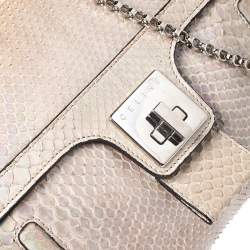 Celine Beige Python Chain Flap Shoulder Bag