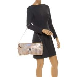 Pre Owned Celine Beige Python Chain Flap Shoulder Bag