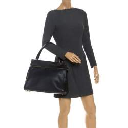 Pre Owned Celine Navy Blue/Black Leather Large Edge Bag