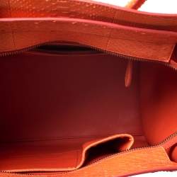 Pre Owned Celine Orange Python Mini Luggage Tote
