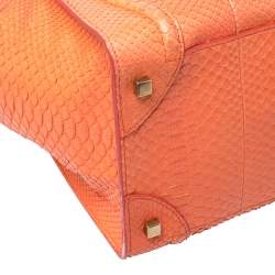 Pre Owned Celine Orange Python Mini Luggage Tote