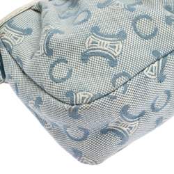 Pre Owned Celine Blue/White Monogram Canvas and Leather Shoulder Bag