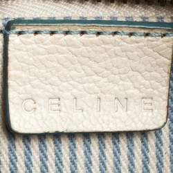 Pre Owned Celine Blue/White Monogram Canvas and Leather Shoulder Bag