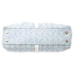 Celine Blue/White Monogram Canvas and Leather Satchel