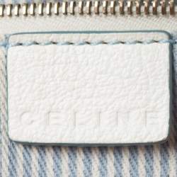 Celine Blue/White Monogram Canvas and Leather Satchel