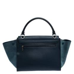 Pre Owned Celine Blue Leather and Suede Medium Trapeze Bag
