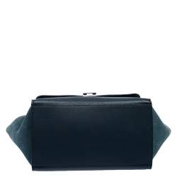 Pre Owned Celine Blue Leather and Suede Medium Trapeze Bag