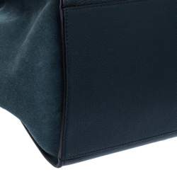 Pre Owned Celine Blue Leather and Suede Medium Trapeze Bag