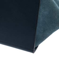 Pre Owned Celine Blue Leather and Suede Medium Trapeze Bag