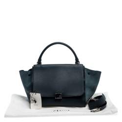 Pre Owned Celine Blue Leather and Suede Medium Trapeze Bag