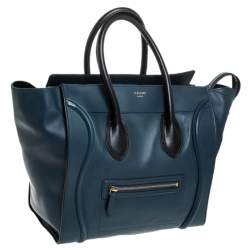 Pre Owned حقيبة يد سيلين ميني لاغيدج جلد سوداء / زرقاء