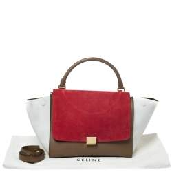 Pre Owned Celine Tricolor Leather and Suede Medium Trapeze Bag