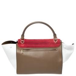 Pre Owned Celine Tricolor Leather and Suede Medium Trapeze Bag