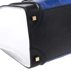 Pre Owned Celine Tri Color Python Embossed Leather Mini Luggage Tote