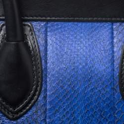 Pre Owned Celine Tri Color Python Embossed Leather Mini Luggage Tote