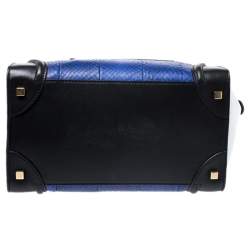 Pre Owned Celine Tri Color Python Embossed Leather Mini Luggage Tote