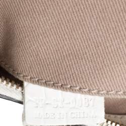 Pre Owned Celine White/Beige Macadam Canvas and Croc Embossed Leather Shoulder Bag