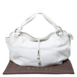 Celine White Leather Large Bittersweet Hobo