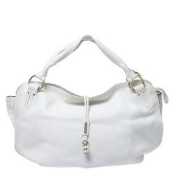 Celine White Leather Large Bittersweet Hobo