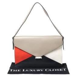 Pre Owned Celine Tricolor Leather and Calfhair Medium Diamond Shoulder Bag