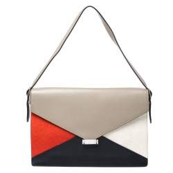 Pre Owned Celine Tricolor Leather and Calfhair Medium Diamond Shoulder Bag
