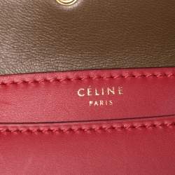Pre Owned Celine Brown/Red Leather Large Classic Box Bag