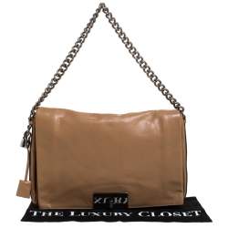 Pre Owned Celine Beige Leather Turnlock Flap Shoulder Bag