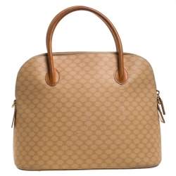 Pre Owned Celine Beige Coated Canvas Vintage Macadam Satchel