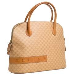 Pre Owned Celine Beige Coated Canvas Vintage Macadam Satchel