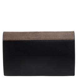 Pre Owned Celine Tri Color Leather and Patent Leather Pocket Clutch on Chain