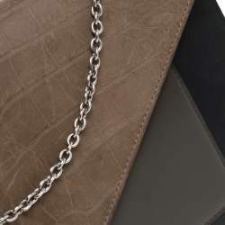 Pre Owned Celine Tri Color Leather and Patent Leather Pocket Clutch on Chain