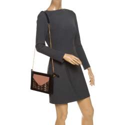 Pre Owned Celine Multicolor Leather and Lizard Pocket Envelope Shoulder Bag