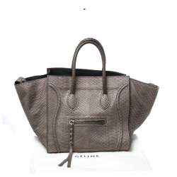 Pre Owned Celine Grey Python Medium Phantom Luggage Tote