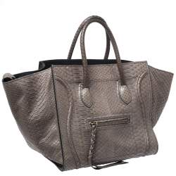 Pre Owned Celine Grey Python Medium Phantom Luggage Tote