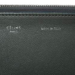 Pre Owned Celine Olive Green Leather Double Zip Trapeze Top Handle Bag