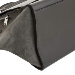 Pre Owned Celine Olive Green Leather Double Zip Trapeze Top Handle Bag