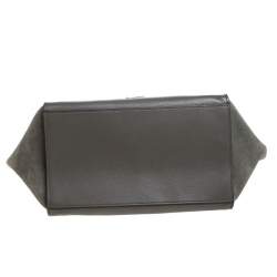 Pre Owned Celine Olive Green Leather Double Zip Trapeze Top Handle Bag