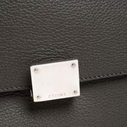 Pre Owned Celine Olive Green Leather Double Zip Trapeze Top Handle Bag