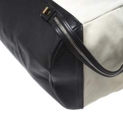 Pre Owned Celine White/Black Leather Vintage Weekender Bag