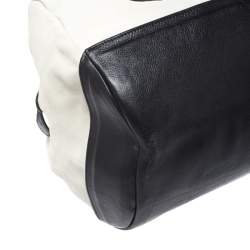 Pre Owned Celine White/Black Leather Vintage Weekender Bag